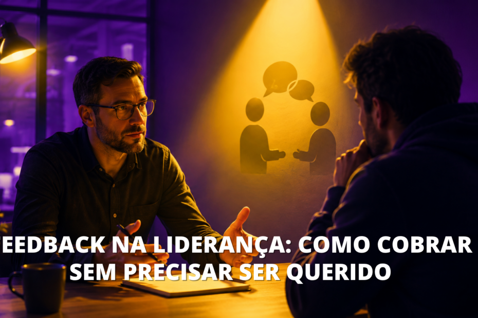 Líder conversa de forma direta e respeitosa com um profissional durante um feedback em ambiente de trabalho.